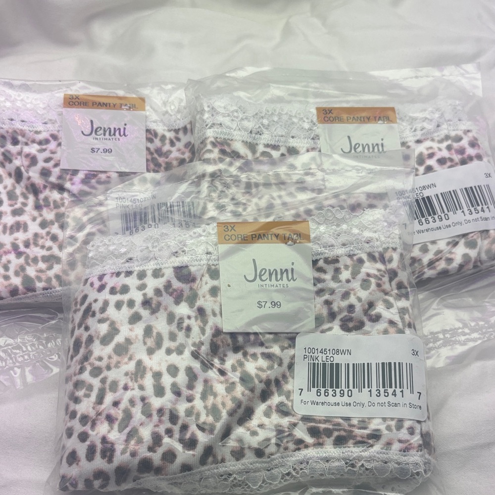3x Panties Jenni White and Pink Leopard Print Intimates x3